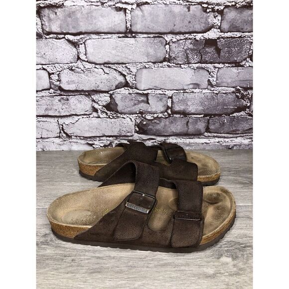 Birkenstock Arizona Mocha Brown Suede Leather Slides Sandals Women Sz 39EU/8.5M - Picture 4 of 16